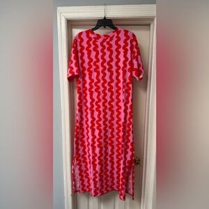 NWT Nooworks Jersey Maxi Dress in Pink Squiggle, 2X